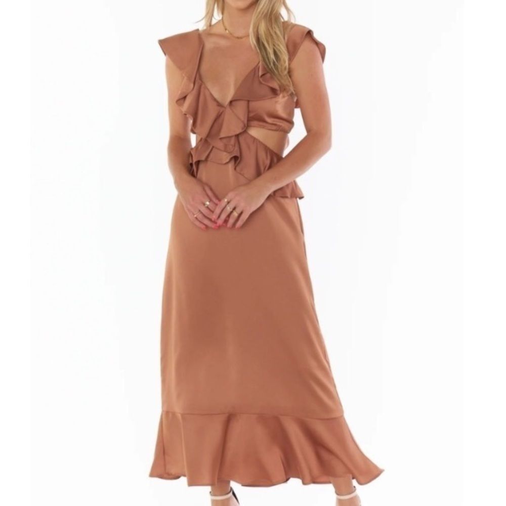 Show Me Your Mumu Zoey Midi Dress Copper Luxe Satin XXL NEW